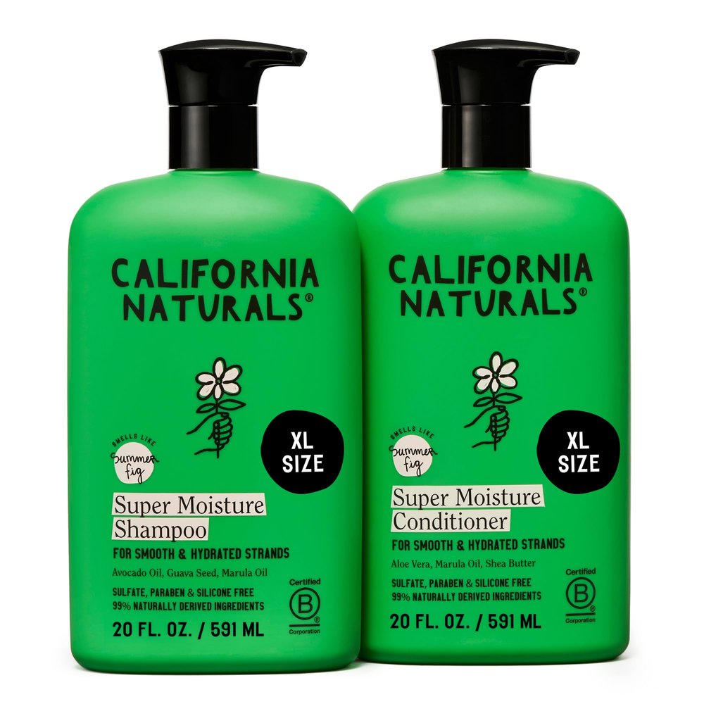 California Naturals Moisture Shampoo and Conditioner for Dry, Damaged Hair, Hair Care Bundle for Women and Men, Natural, Vegan, Cruelty, Silicone, Paraben, and Sulfate Free, Color Safe, 20 fl oz