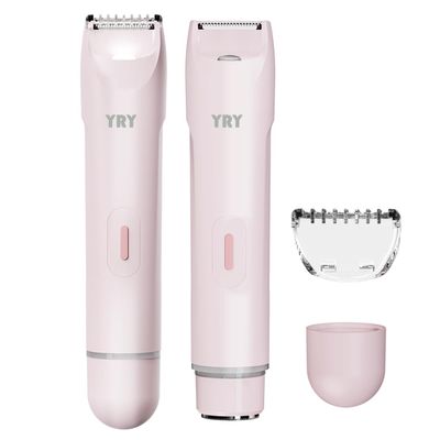 YRY Lady Bikini Trimmer, Electric Razor & Shaver with Dual Ceramic Blades, Painless Hair Removal for Face, Body & Intimate Areas, 90min Cordless Runtime, Waterproof Travel Grooming Kit (Pink Lady)