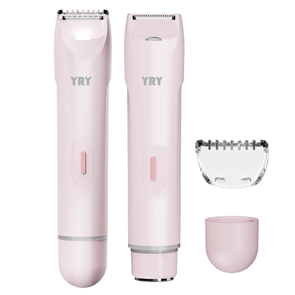 YRY Lady Bikini Trimmer, Electric Razor & Shaver with Dual Ceramic Blades, Painless Hair Removal for Face, Body & Intimate Areas, 90min Cordless Runtime, Waterproof Travel Grooming Kit (Pink Lady)
