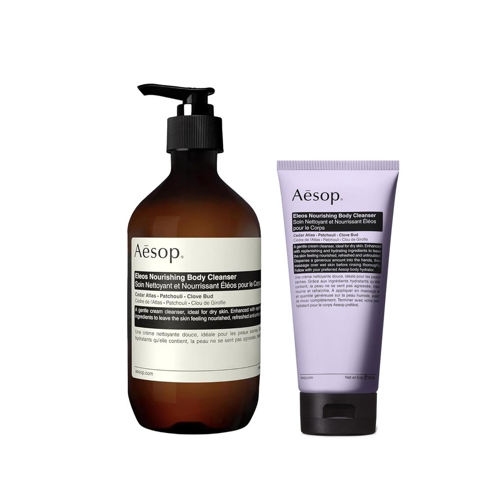 Aesop Eleos Nourishing Body Cleanser | Hydrating Ingredients For Refreshed, Soft Skin | Enriched With Emollients, Humectants, Purifying Botanicals | 16.9oz + 6.2oz