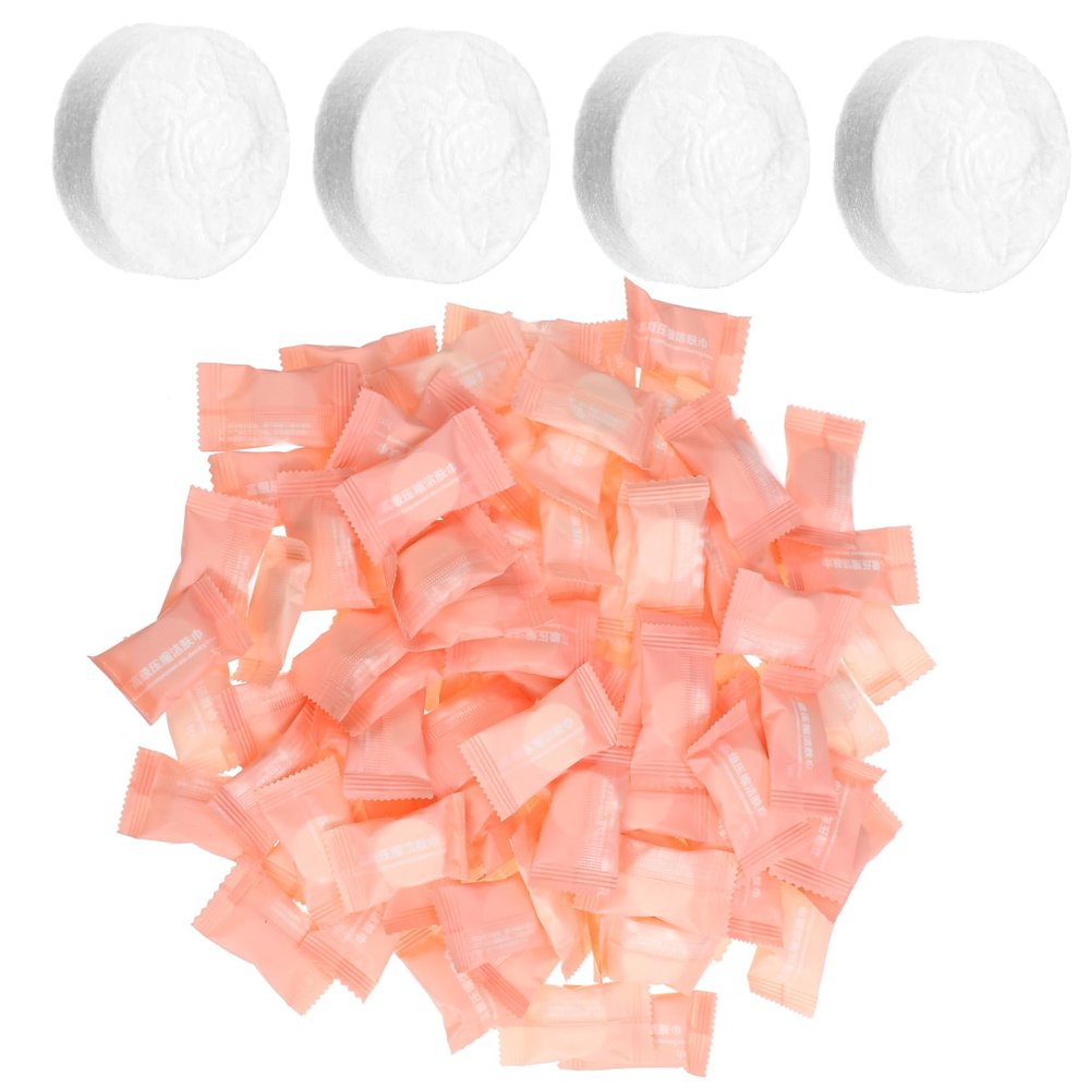 Beaupretty 100pcs Disposable Compressed Face Towels for Travel and Camping Cotton Facial Cleansing Paper Instant Expansion Washcloths for Outdoor Use and Skin Friendly Moisture Absorption
