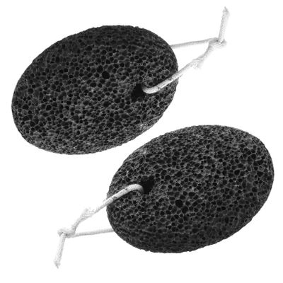 FOMIYES 2pcs Natural Pumice Stone Foot Scrubber with Hanging Thread Durable Hard Callus Remover for Exfoliating Dead Skin Heels Elbows and Hands Comfortable Grip Feet Care Accessory