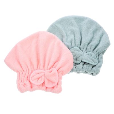 Beaupretty 2pcs Quick Dry Hair Caps Coral Fleece Absorbent Hair Towels with Bow Knot Design for Bath Shower Makeup Travel Lightweight Adorable Pink Green Wraps for Women
