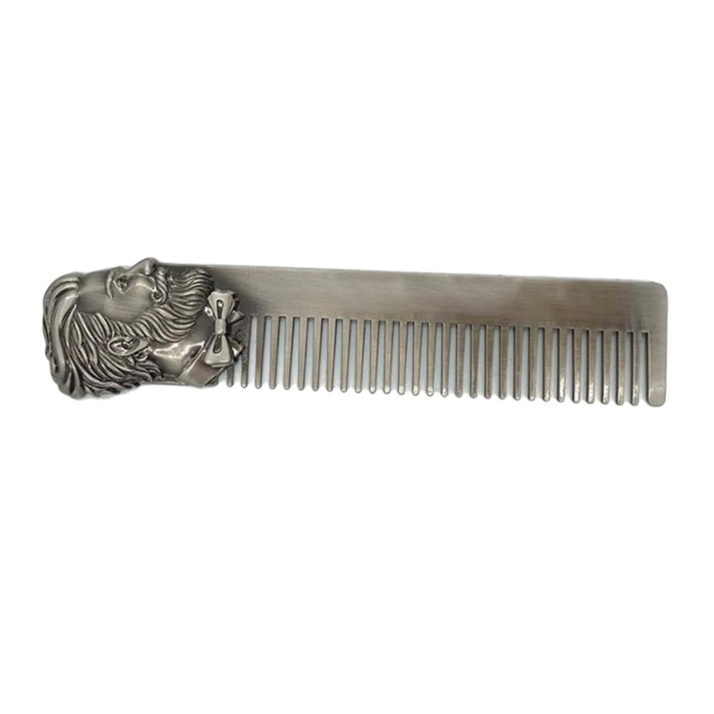 Beaupretty Vintage Stainless Steel Beard Comb for Men Durable Static Metal Grooming Brush Mini Mustache Pocket Comb for Hair and Facial Hair Styling Rust Resistant and Skin Friendly