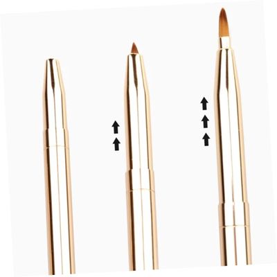 Beaupretty Retractable Double Ended Lip Brush for Makeup Precision Dense Fine Bristles Portable Concealer and Lipstick Applicator for Women and Compact Golden Cosmetic Tool