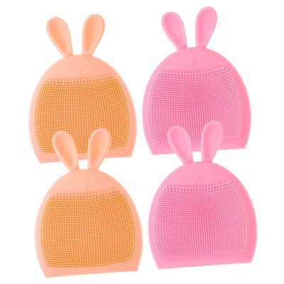 FOMIYES 4pcs Silicone Face Cleansing Brush Ergonomic Cartoon Rabbit Design for Gentle Exfoliation Blackhead Removal and Comfortable Facial Massage Lightweight and Portable Skincare Tool