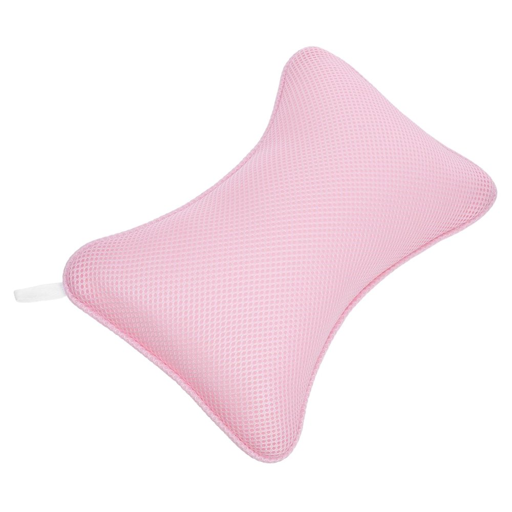 VOSAREA Non Slip Tub Pillow with Strong Suction Cups Mesh Bathtub Cushion for Neck Head and Shoulder Support Durable Pink Bath Pillow Compatible with Standard Oval Alcove and Corner Soak