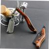 PartyKindom Wooden Handle Razor Stand with Clip Head for Mens Beard Shaving and Mustache Trimming Portable Lightweight Grooming Tool for Travel and Family Use view 4