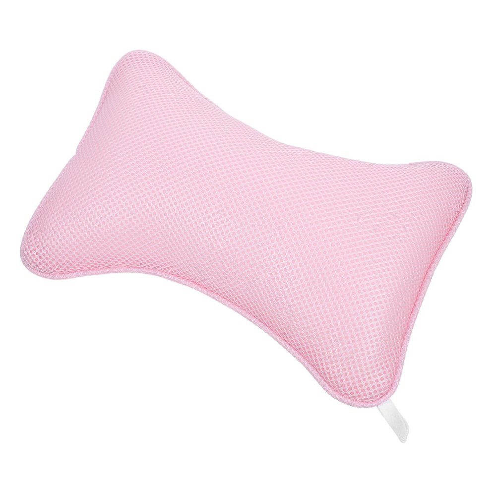 Beaupretty Non Slip Bathtub Pillow with Strong Suction Cups Mesh Head and Neck Support Cushion for Standard Oval and Corner Tubs Pink Backrest Pad