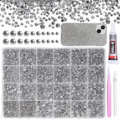 21000Pcs Rhinestones for Bedazzling Kit, Mix Sizes Silver Clear Bedazzling Resin Gems, Gems for Crafting, Flatback Resin Rhinestones for Craft DIY Face Makeup