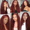 Reddish Brown Bundles Human Hair Water Wave Bundles #33 Copper Red 3 Bundles 28 30 32 Inch Brazilian Remy Auburn Brown Human Hair Extensions 300g Total Double Weft for Women view 4