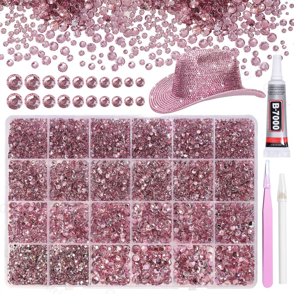 21000Pcs Pink Rhinestones for Bedazzling Kit, Mix Sizes Jelly Bedazzling Resin Gems, Pink Gems Bedazzling for Crafting, Flatback Resin Rhinestones for Craft DIY Face Makeup
