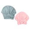 Beaupretty 2pcs Coral Fleece Hair Drying Caps Quick Absorbent Hair Towel Hats for Bathing and Makeup Soft Skin Friendly Turban Towels in Pink and Green with Bow Fast Drying and view 1