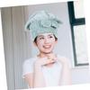 Beaupretty 2pcs Coral Fleece Hair Drying Caps Quick Absorbent Hair Towel Hats for Bathing and Makeup Soft Skin Friendly Turban Towels in Pink and Green with Bow Fast Drying and view 2