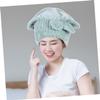 Beaupretty 2pcs Coral Fleece Hair Drying Caps Quick Absorbent Hair Towel Hats for Bathing and Makeup Soft Skin Friendly Turban Towels in Pink and Green with Bow Fast Drying and view 3