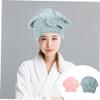 Beaupretty 2pcs Coral Fleece Hair Drying Caps Quick Absorbent Hair Towel Hats for Bathing and Makeup Soft Skin Friendly Turban Towels in Pink and Green with Bow Fast Drying and view 4