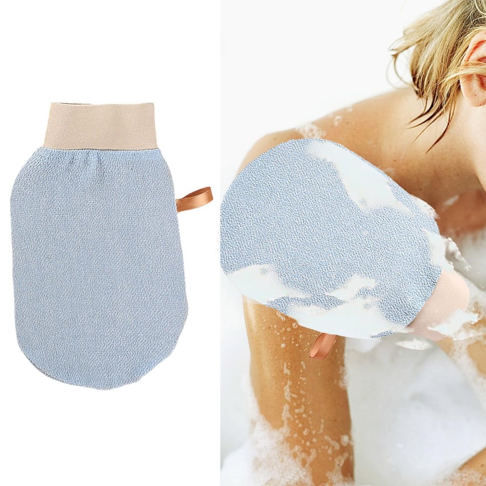 Exfoliating Glove, Deep Revive Glow Exfoliating Glove, Dual-Sided Body Scrub Mitt for Smooth Skin, Spa Quality Exfoliation for All Skin Types (Blue)