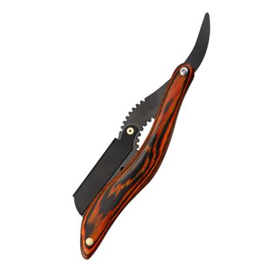 Baluue Portable Beard Trimming Tool with Wooden Handle Holder Compact Manual Razor for Mens Hair Beard Eyebrow Grooming Lightweight and Durable for Travel and Salon Use