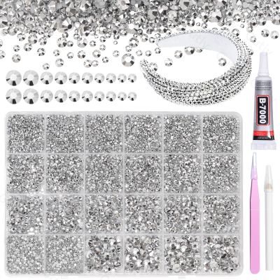 21000Pcs Silver Rhinestones for Bedazzling Kit, Mix Sizes Jelly Bedazzling Resin Gems, Silver Gems Bedazzling for Crafting, Flatback Resin Rhinestones for Craft DIY Face Makeup