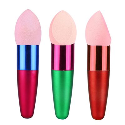 Baluue 3pcs Wet and Dry Makeup Sponge Brush Cosmetic Puff for Foundation and Powder Application Easy Hold Reusable Red Rosy and Green Random Color