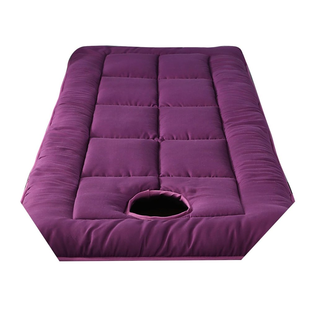 Purple(t),60 * 180cm,LDLCYCN Massage Table Mattress Pad with Elastic Band Non-Slip Comfortable Beauty Mattress Topper with Face Hole Spa Massage Table Protective Pad Lash Bed Pad Square Head
