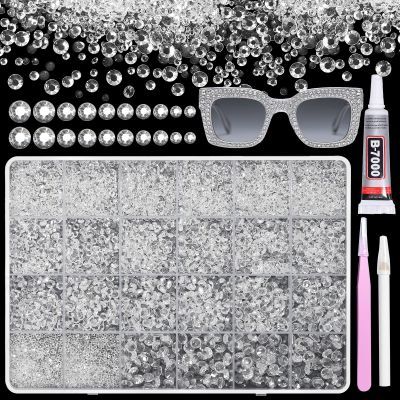 21000Pcs Transparent Rhinestones for Bedazzling Kit, Mix Sizes Jelly Bedazzling Resin Gems, Clear Gems Bedazzling for Crafting, Flatback Resin Rhinestones for Craft DIY Face Makeup