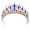 Yean Light Up Rhinestone Crown Gold Baroque Crowns Tiaras Queen Bridal Hair Accessories for Women (Gold+Blue, One Size) view 2