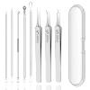 Blackhead Remover Tools Set - 5 Double-Ended Pimple Extractor & 3 Pore Tweezers with Plastic Storage Case | Professional Acne & Comedone Extractor Kit | Facial Skin Care Tools for Face & Nose view 1