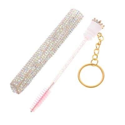 DECHOUS Portable Tube Eyelash Brush with Keyring Soft Flexible Bristles Eyelash Applicator Tool for Mascara Application and Lash Combing Compact Travel Makeup Brush for Eyebrow and Lash
