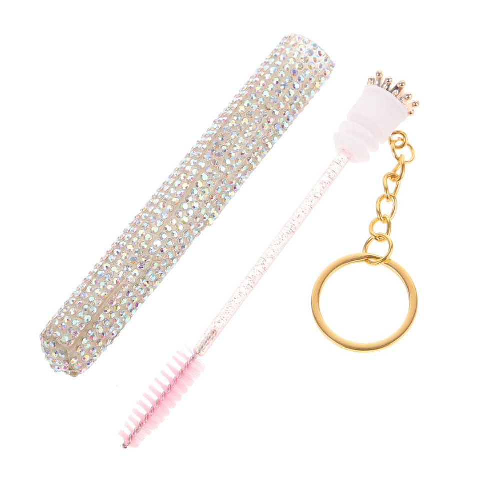 DECHOUS Portable Tube Eyelash Brush with Keyring Soft Flexible Bristles Eyelash Applicator Tool for Mascara Application and Lash Combing Compact Travel Makeup Brush for Eyebrow and Lash