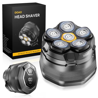 DOAO Head Shavers for Bald Men, 6D Magnetic Floating Blades, Smooth Shave in 3 Minutes, USB-C Rechargeable, 180min Runtime, Wet & Dry, Easy Clean, Anti-Slip Design(A6-Plus)