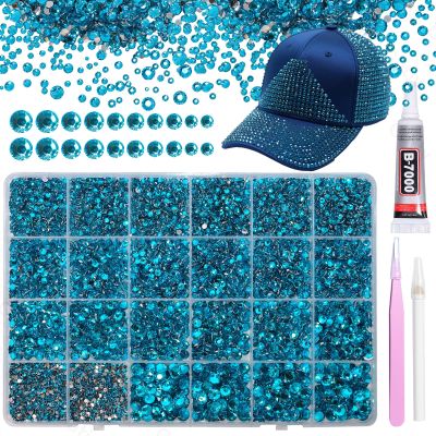 21000Pcs Lake Blue Rhinestones for Bedazzling Kit, Mix Sizes Jelly Bedazzling Resin Gems, Blue Gems Bedazzling for Crafting, Flatback Resin Rhinestones for Craft DIY Face Makeup