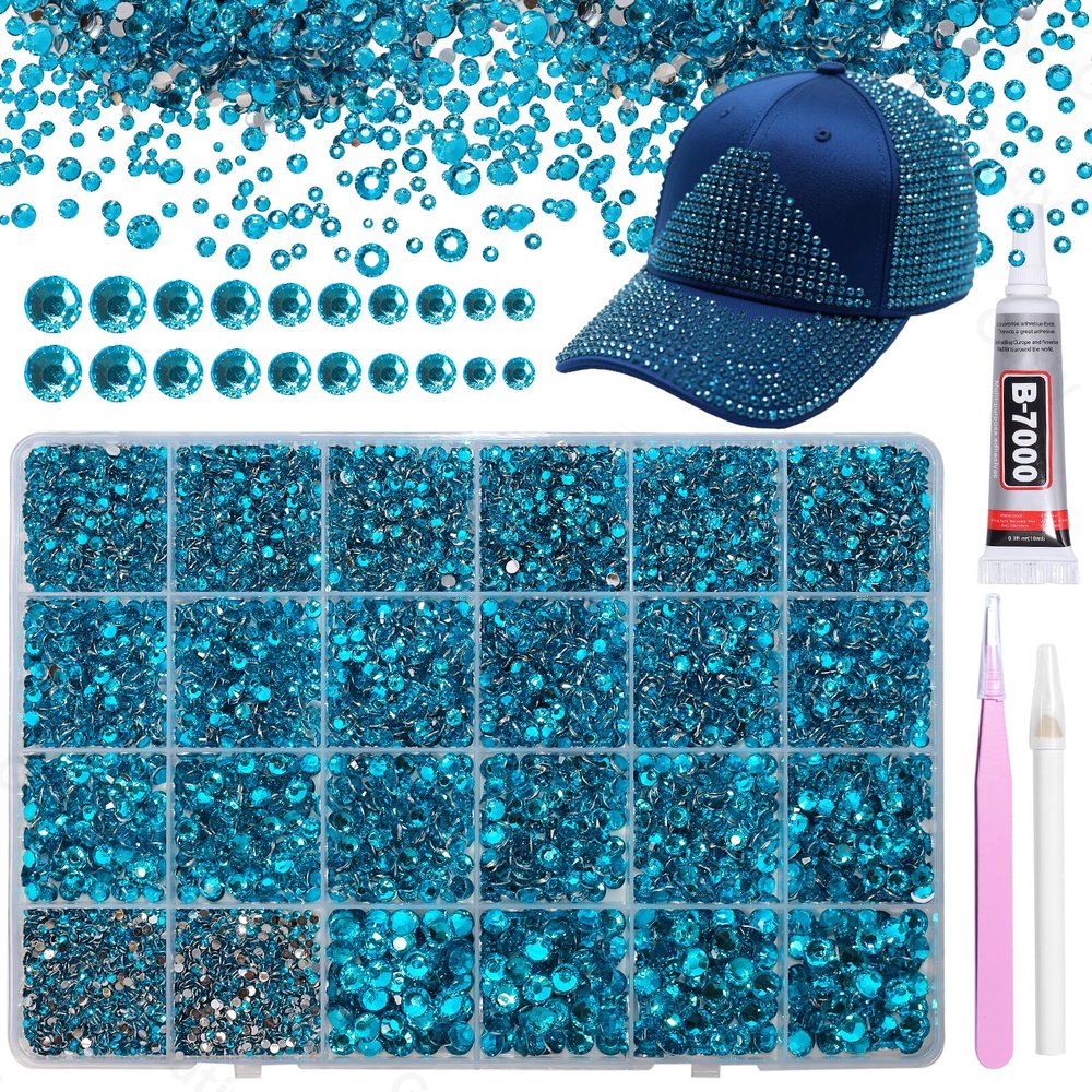 21000Pcs Lake Blue Rhinestones for Bedazzling Kit, Mix Sizes Jelly Bedazzling Resin Gems, Blue Gems Bedazzling for Crafting, Flatback Resin Rhinestones for Craft DIY Face Makeup