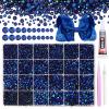 21000Pcs Black Blue AB Rhinestones for Bedazzling Kit, Mix Sizes Jelly Bedazzling Resin Gems, Gems Bedazzling for Crafting, Black Blue AB Flatback Resin Rhinestones for Craft DIY Face Makeup view 1