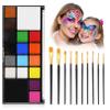 Face Paint Body Paint Kit for Kids Adults-Washable 18 Colors Face Painting Kit with 10 Brushes, Non-Toxic, Skin Safe, Water-Activated for Halloween Makeup Cosplay Costume Party view 1