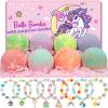 8 Pack Bubble Bath Bombs for Kids with Bracelets Toys Inside, Organic Natural Kids Bath Bombs, Christmas Birthday Gift for 3 4 5 6 7 8 Year Old Girl, Princess Bath Bomb Kit with Mermaid Unicorn Toys view 1