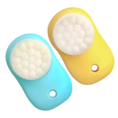 Beaupretty 2pcs Double Sided Silicone Facial Brush Handheld Face Washing Tool for Women Portable Lightweight Exfoliator and Massage Brush in Lemon Yellow Sky Blue
