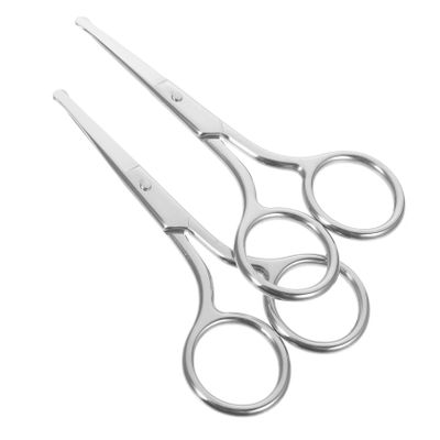 Healifty 2Pcs Stainless Steel Eyebrow Scissors with Rounded Tips for Safe Nose Hair Removal and Precise Eyebrow Trimming Lightweight Portable Facial Hair Grooming Tool