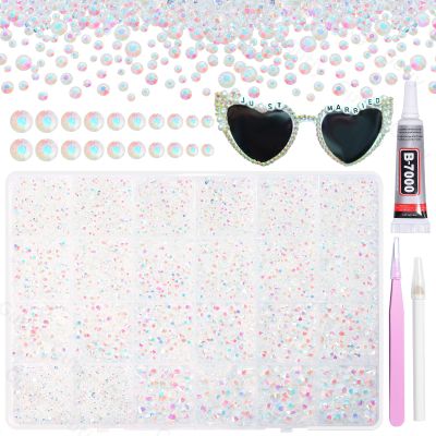 21000Pcs Clear AB Rhinestones for Bedazzling Kit, Mix Sizes Jelly Bedazzling Resin Gems, Clear AB Gems Bedazzling for Crafting, Flatback Resin Rhinestones for Craft DIY Face Makeup