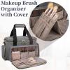 GDNasist Large Makeup Bag, Portable Travel Makeup Bag Organizer for Women Girls with 2 Removable Pouches & Detachable Dividers, Cosmetic Travel Bag, Toiletry Bag for Makeup and Hair Supplies Grey view 2