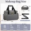 GDNasist Large Makeup Bag, Portable Travel Makeup Bag Organizer for Women Girls with 2 Removable Pouches & Detachable Dividers, Cosmetic Travel Bag, Toiletry Bag for Makeup and Hair Supplies Grey view 3