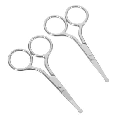 BUTIFULSIC 2Pcs Stainless Steel Eyebrow Trimming Scissors Multi Function Facial Hair Cutter Portable Grooming Tool for Women and Men Safe Durable Precision