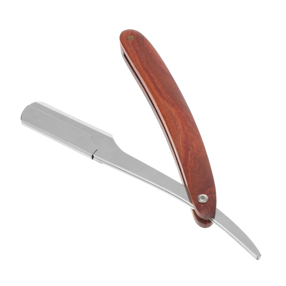 VICASKY Wood Handle Straight Barber Razor for Men Durable Manual Shaving Tool Foldable Lightweight Design for Beard Sideburns and Hair Salon Use Random Style