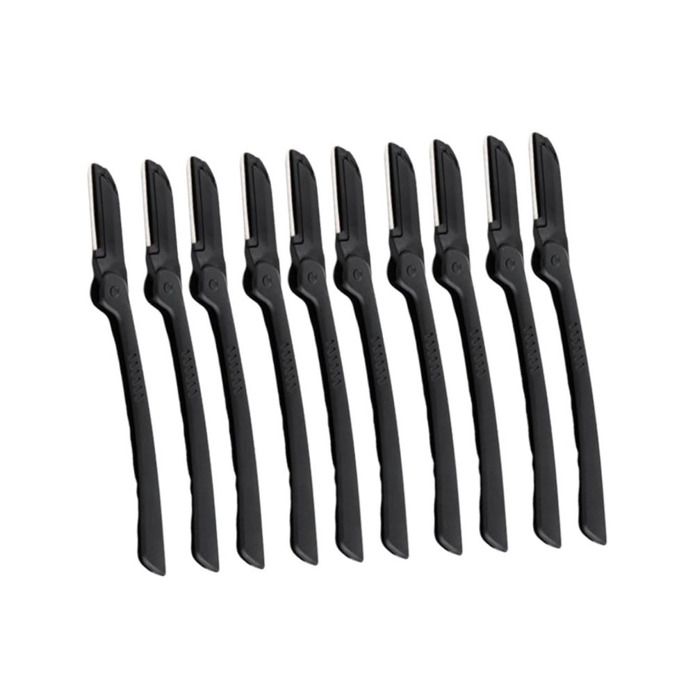 ASAKKURA 10pcs Folding Eyebrow Razors Portable Stainless Steel Trimmers Lightweight Non Slip Grip Eyebrow for Women Home Facial Hair Grooming and Makeup Tools