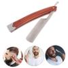 DECHOUS Wood Handle Straight Razor Manual Beard Shaving Tool for Men Foldable Durable Lightweight Barber Shop Grooming Kit view 3