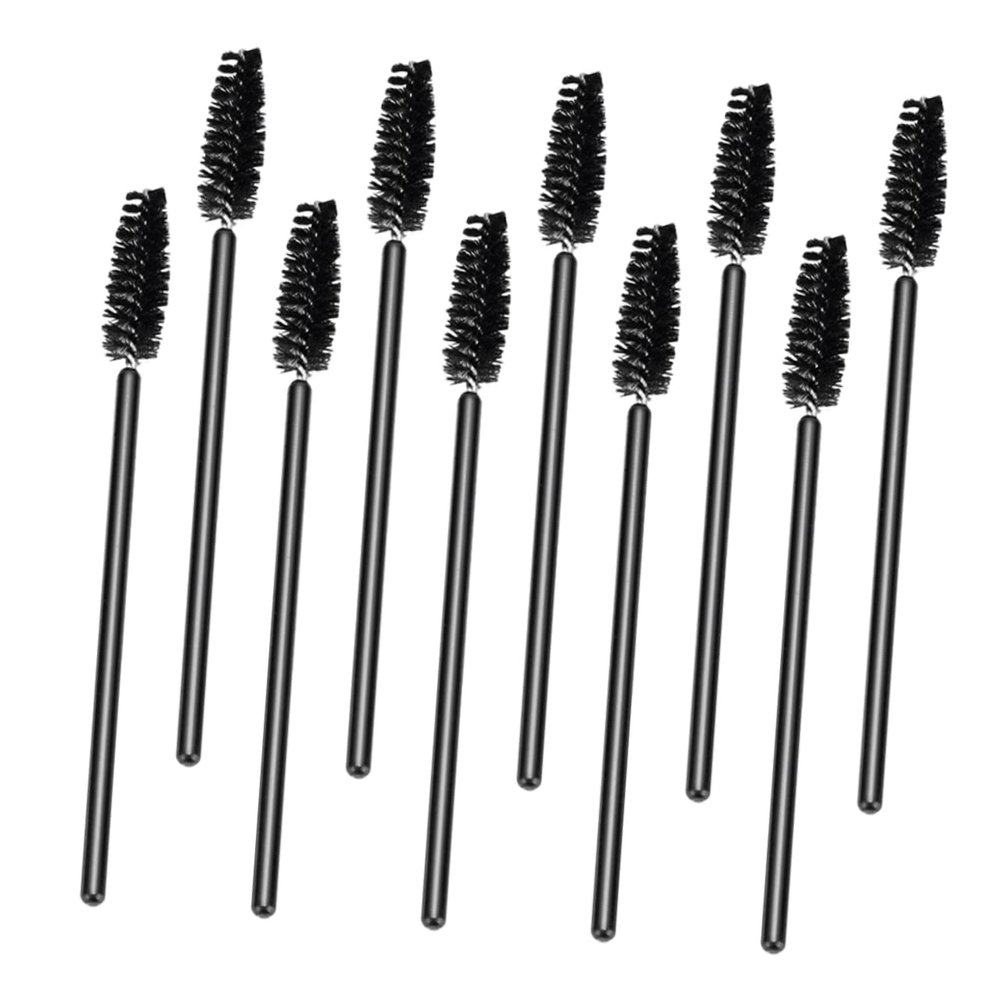 FRCOLOR 50pcs Disposable Eyelash Brush Black Portable Makeup Tool Curved Lash Applicator for Precise Eye Brow Grooming Travel Friendly and Lightweight