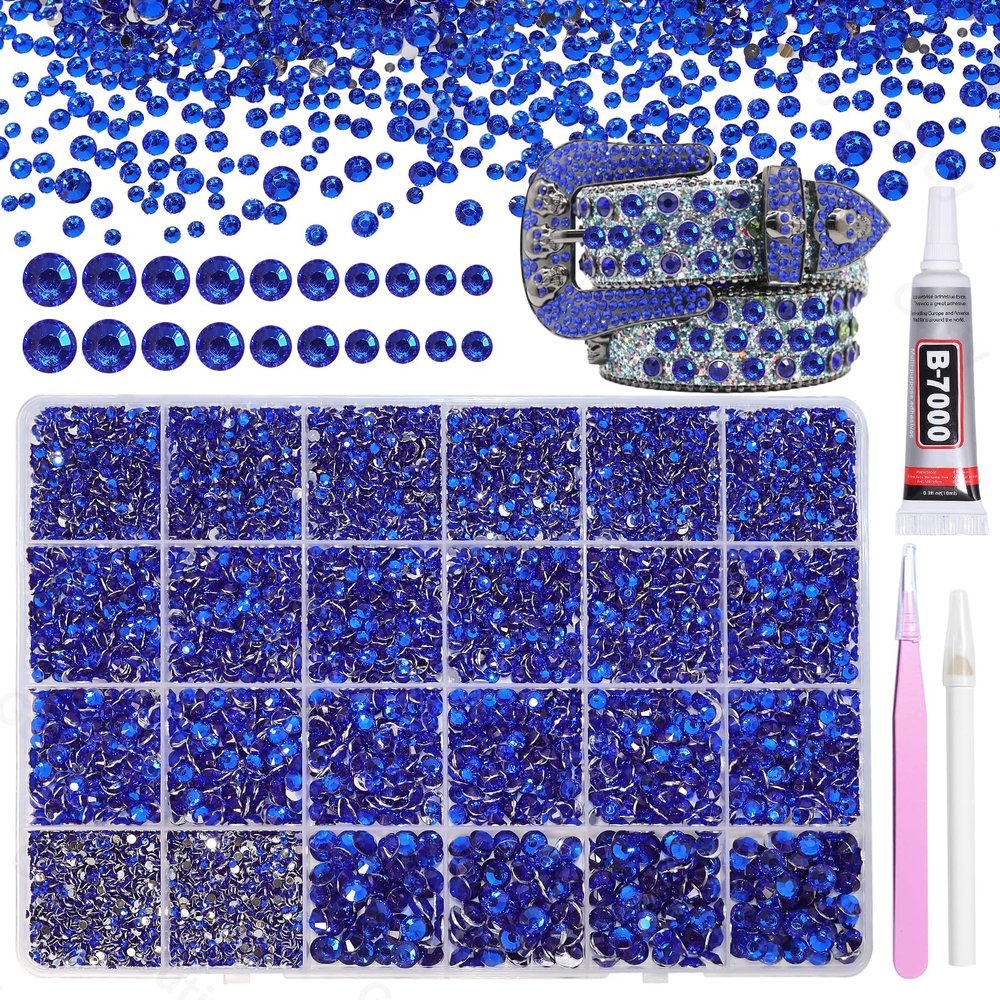 21000Pcs Navy Blue Rhinestones for Bedazzling Kit, Mix Sizes Jelly Bedazzling Resin Gems, Blue Gems Bedazzling for Crafting, Flatback Resin Rhinestones for Craft DIY Face Makeup