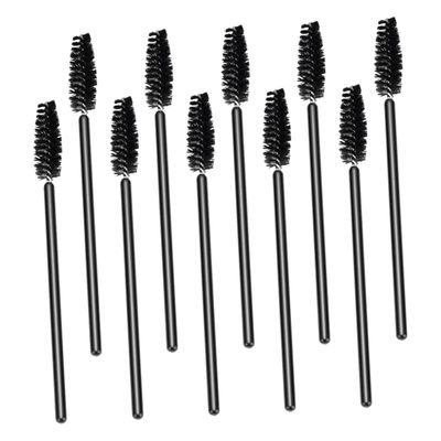 Beaupretty 50pcs Disposable Eyelash and Eyebrow Brushes Curved Black Handle Makeup Applicators for Professional Salon and Home Use Portable Lightweight