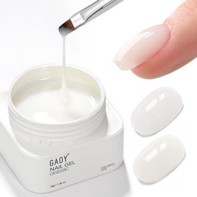GAOY Colored Nail Builder Base 30g with a Brush, 4-in-1, Milky White