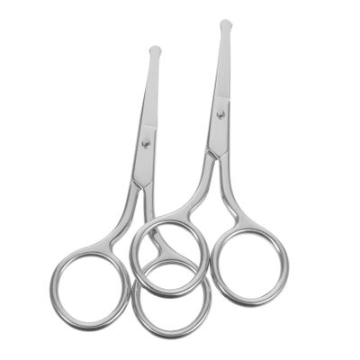 DECHOUS 2Pcs Stainless Steel Manual Eyebrow Trimming Scissors with Rounded Tips for Safe Nose Hair Removal Lightweight Facial Hair Cutting Tools for Men and Women